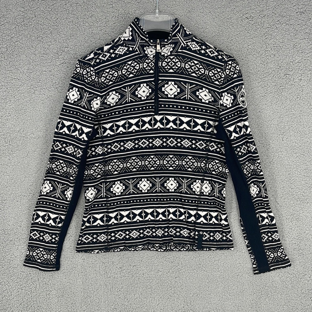 Lauren Ralph Lauren Active Aztec pullover 1/4 zip black & white petite women’s
